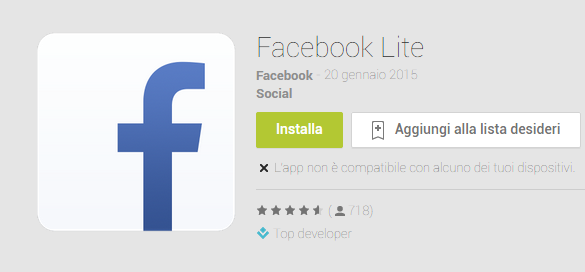 Facebook Lite: la versione di Facebook leggera per Android