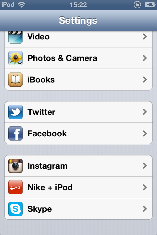 Impostazioni iOS 6