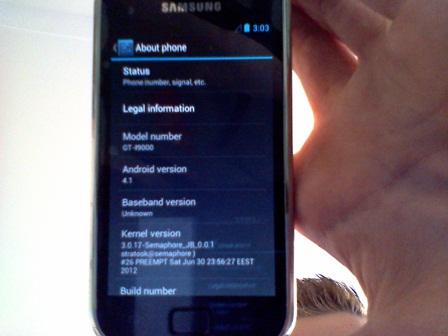 Jelly Bean Galaxy S i9000 screen