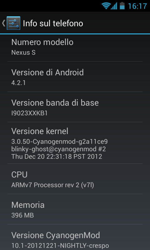 Nexus S CM10.1 Info