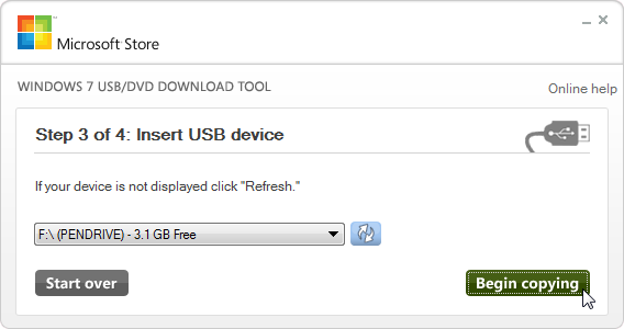 Windows 7 USB DVD tools screen 2