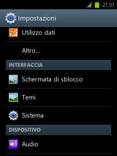 Galaxy Next Balt Rom impostazioni