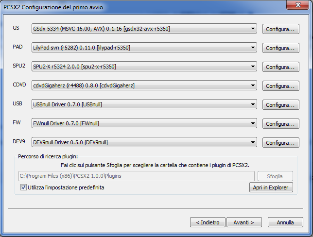 Configurazione Plugin PCSX 2