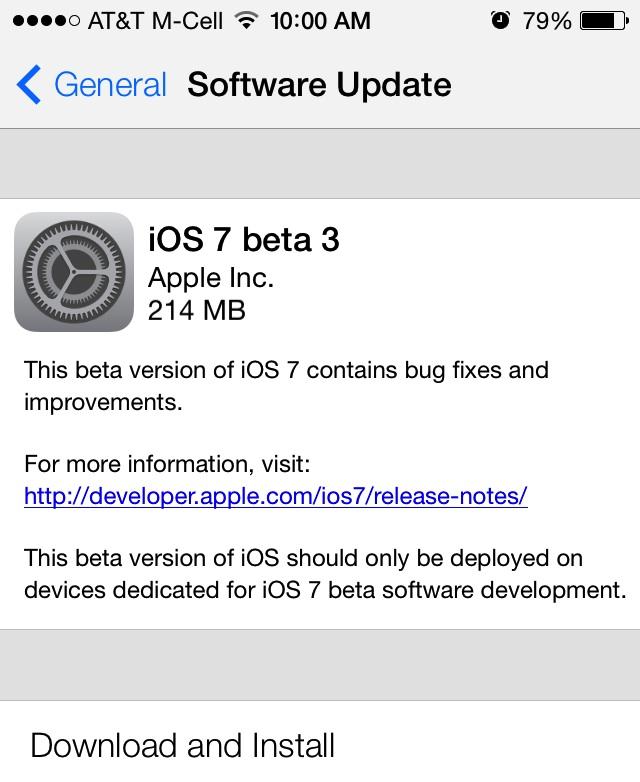  Apple iOS 7 Beta 3 Download