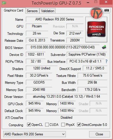 Sapphire R9 270 OC Dual-X-GPU-Z