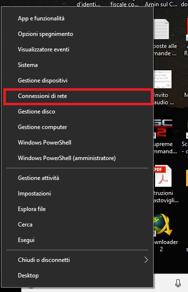 Connessioni di rete Windows 10 Pro