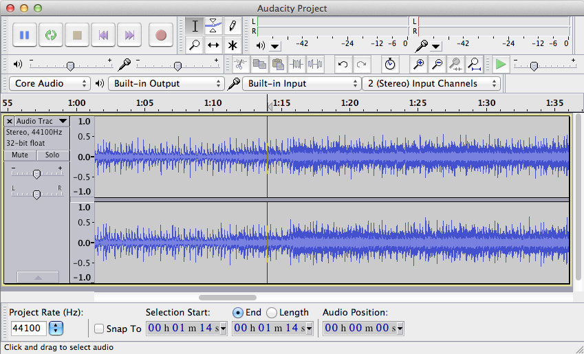 screen e utiilizzo del programma chiamato audacity