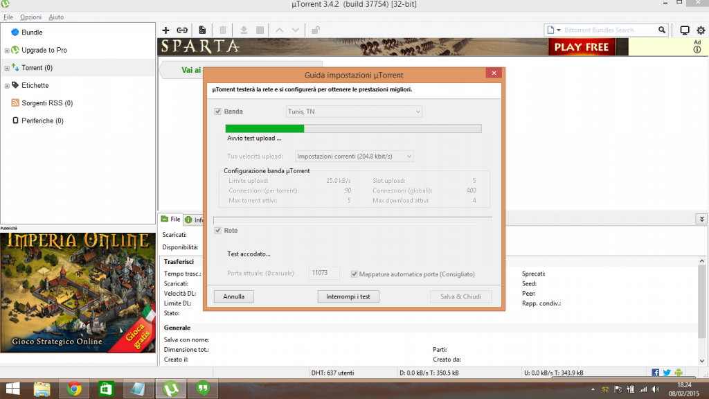 configurazione guidata rete μTorrent