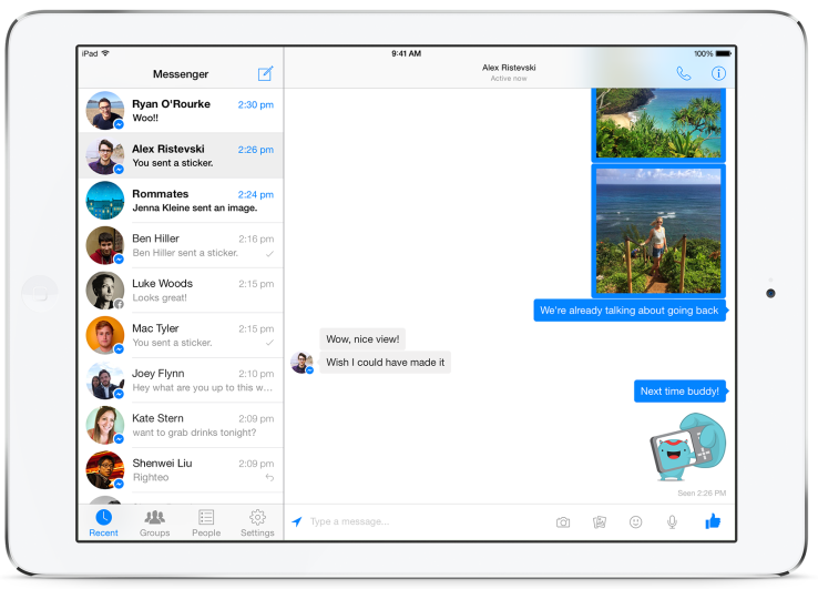 Facebook Messenger iPad