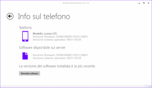 Ripristino Windows Phone 8.1 Info telefono