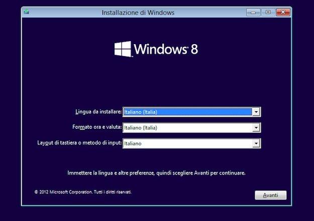 Installazione Windows 8