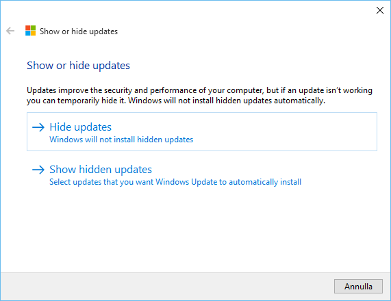 bloccare aggiornamenti Windows 10 Home avviso 2