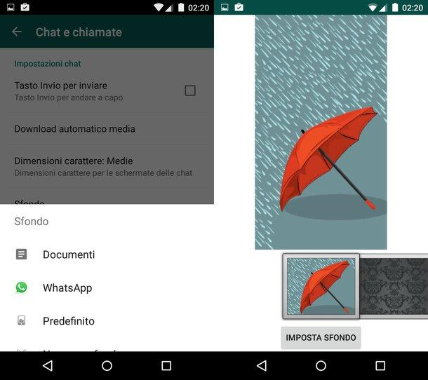 Come cambiare sfondo Whatsapp su Android