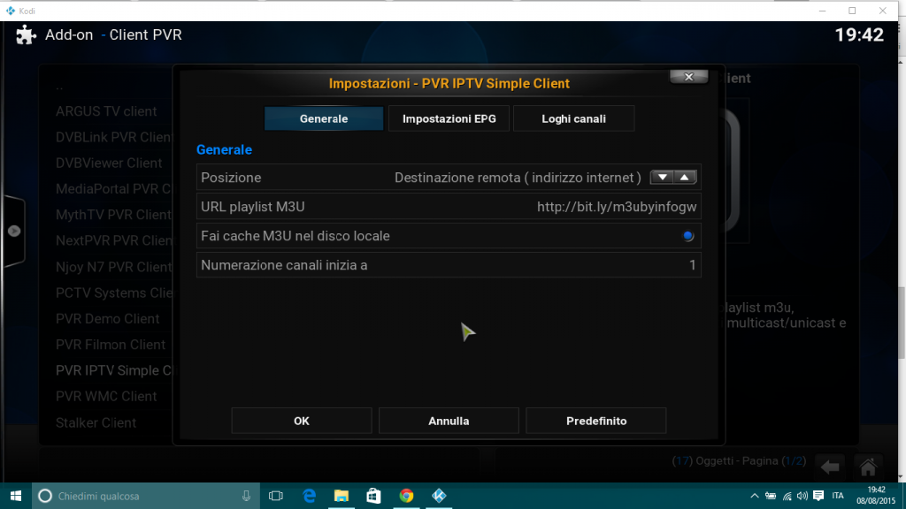 Configurazione IPTV KODI