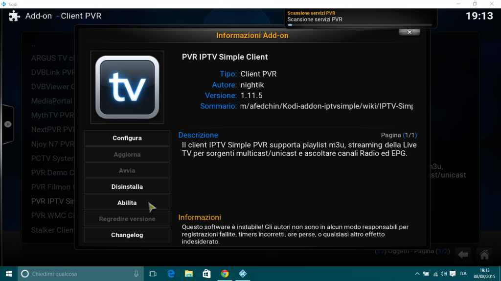 abilita IPTV KODI