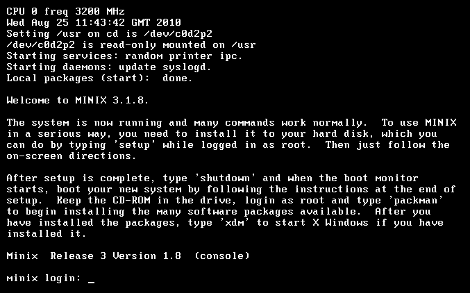 Minix 3.1.8