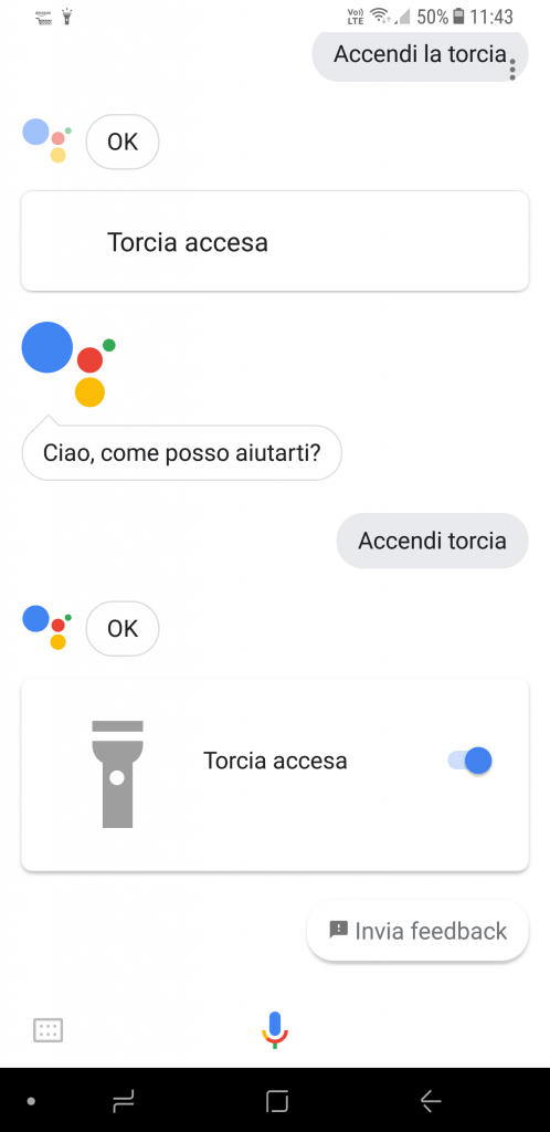 Accendi torcia con OK Google