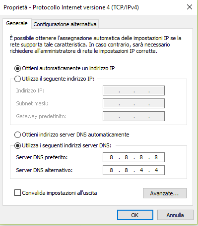 Come cambiare DNS Windows 10