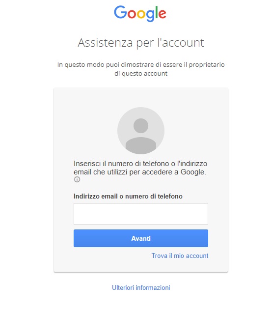 Recuperare pw gmail PC