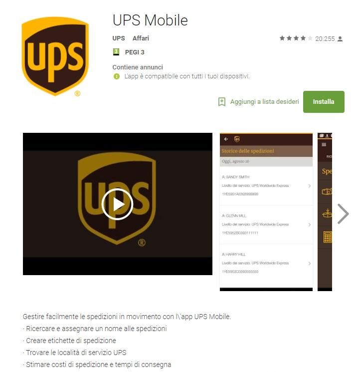 UPS mobile app