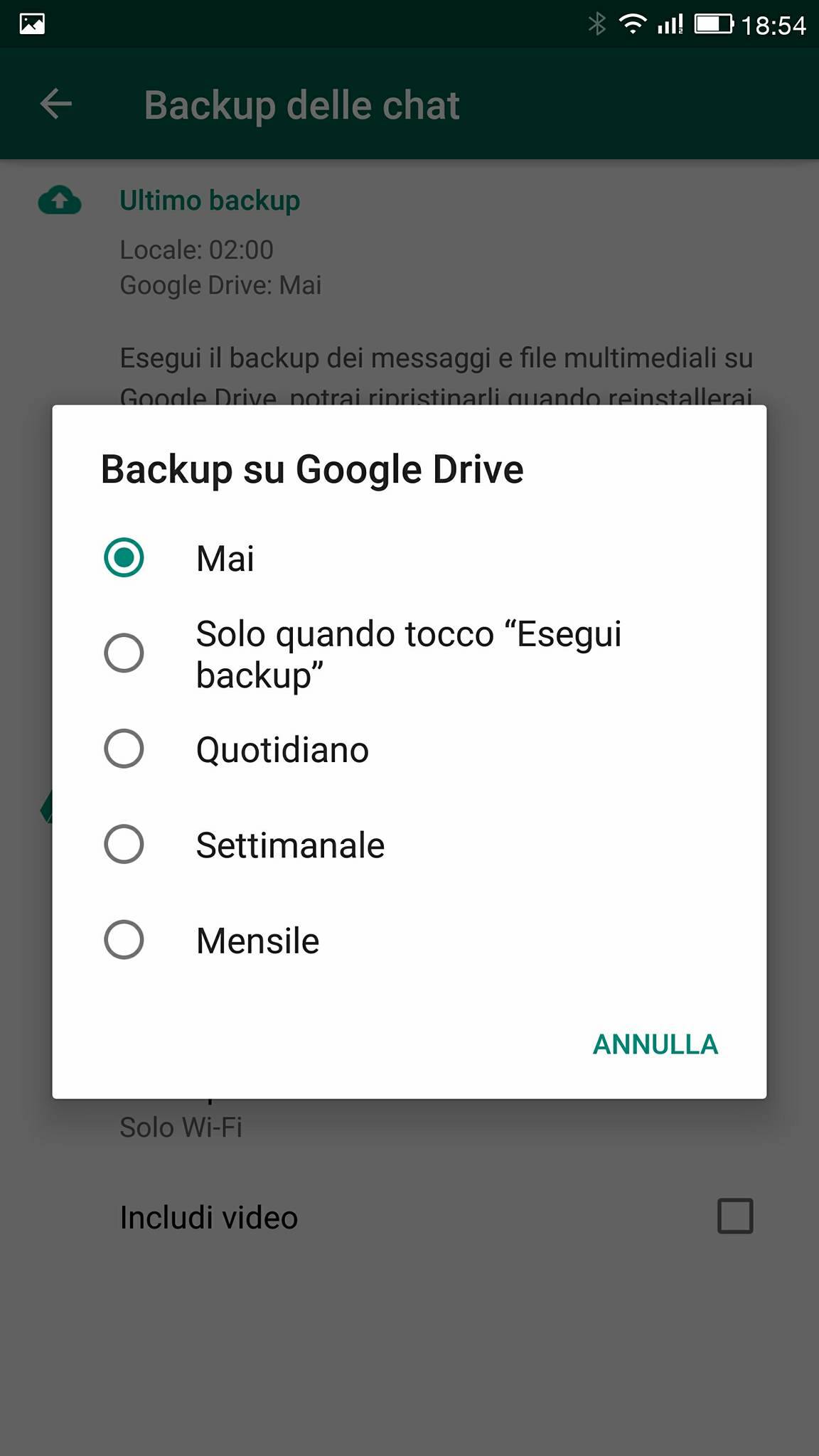 Come fare backup chat Whatsapp Google Drive