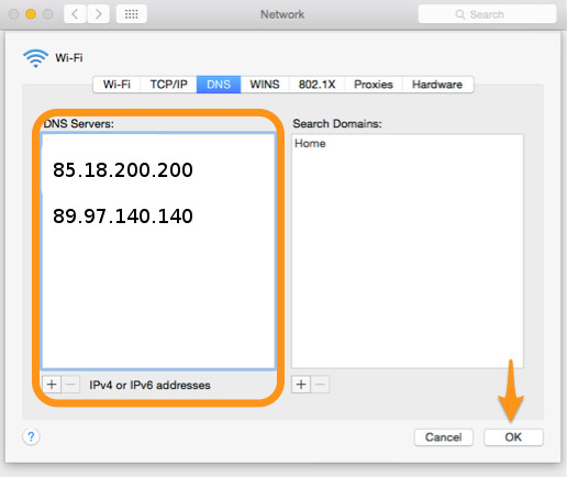 DNS Fastweb Mac OSX