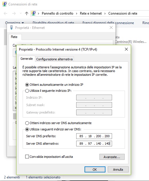 DNS Fastweb Windows 10