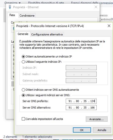 DNS Vodafone Windows 10