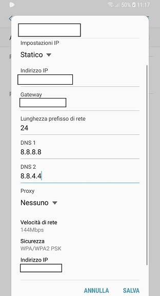 Google DNS su smartphone Android