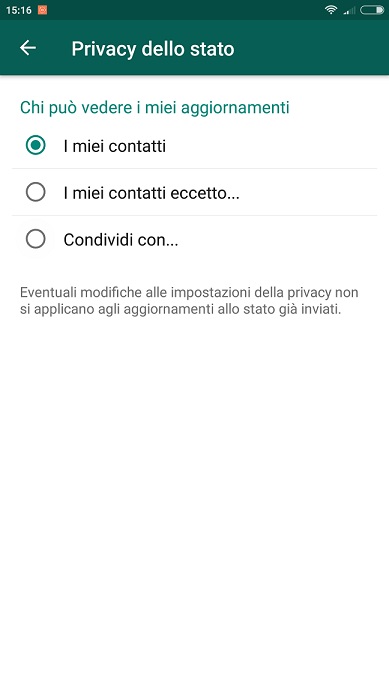 Stato Whatsapp privacy