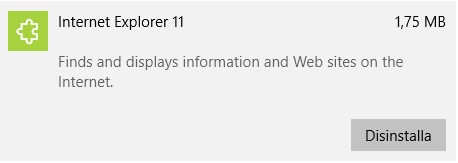 Disinstalla Internet Explorer da Windows 10