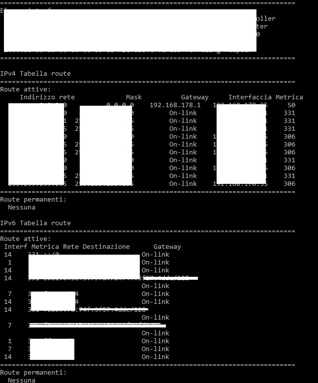 Netstat -r Windows 10 comando