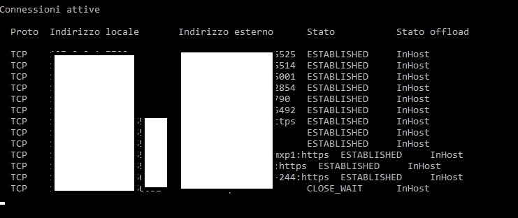 Netstat -t Windows 10 comando