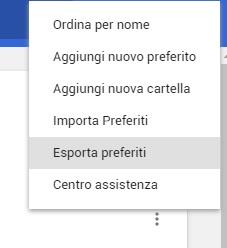 Esporta preferiti Google Chrome