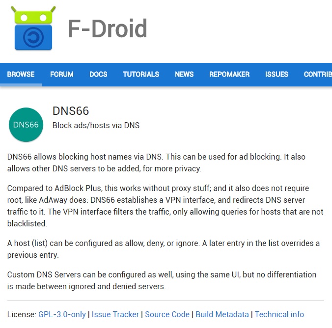 DNS66 Android ad blocker